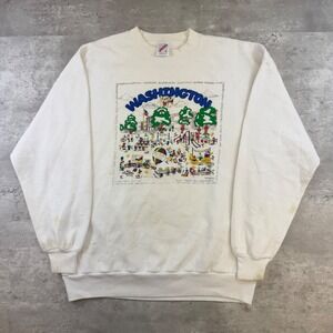 Vintage Jerzees Washington All-Staff Picnic Sweatshirt White Large Made in USA